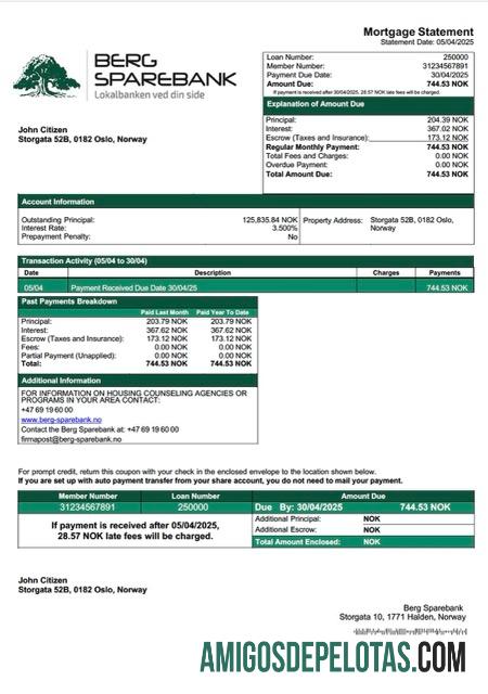 Premium Norwegia Berg Sparebank Hipotik laporan Word and PDF templat