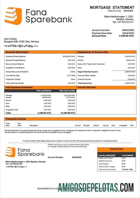 Realistis Norwegia Fana Sparebank Hipotik laporan Word and PDF templat