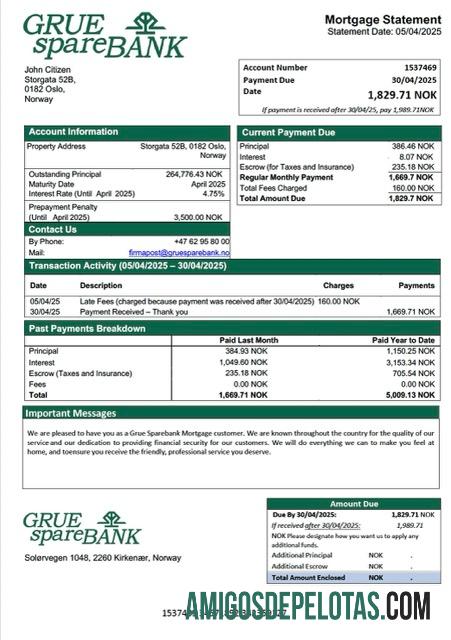Premium Norwegia Grue Sparebank Hipotik laporan Word and PDF templat