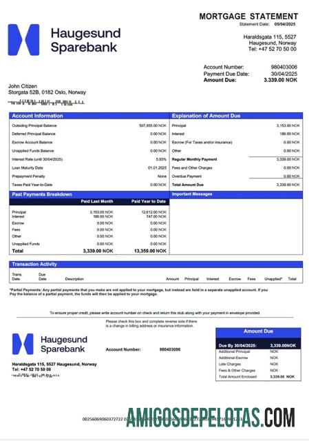 Dapat Diedit Norwegia Haugesund Sparebank Hipotik laporan Word and PDF templat