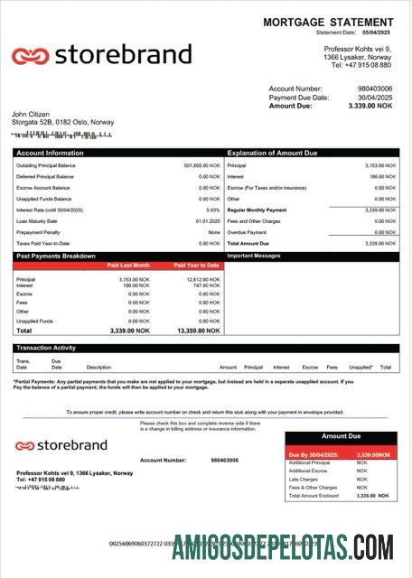 Premium Norwegia Storebrand bank Hipotik laporan Word and PDF templat