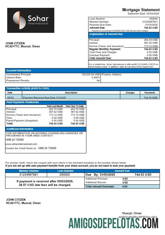 Omani Sohar International Hipotik laporan in Word and PDF format templat