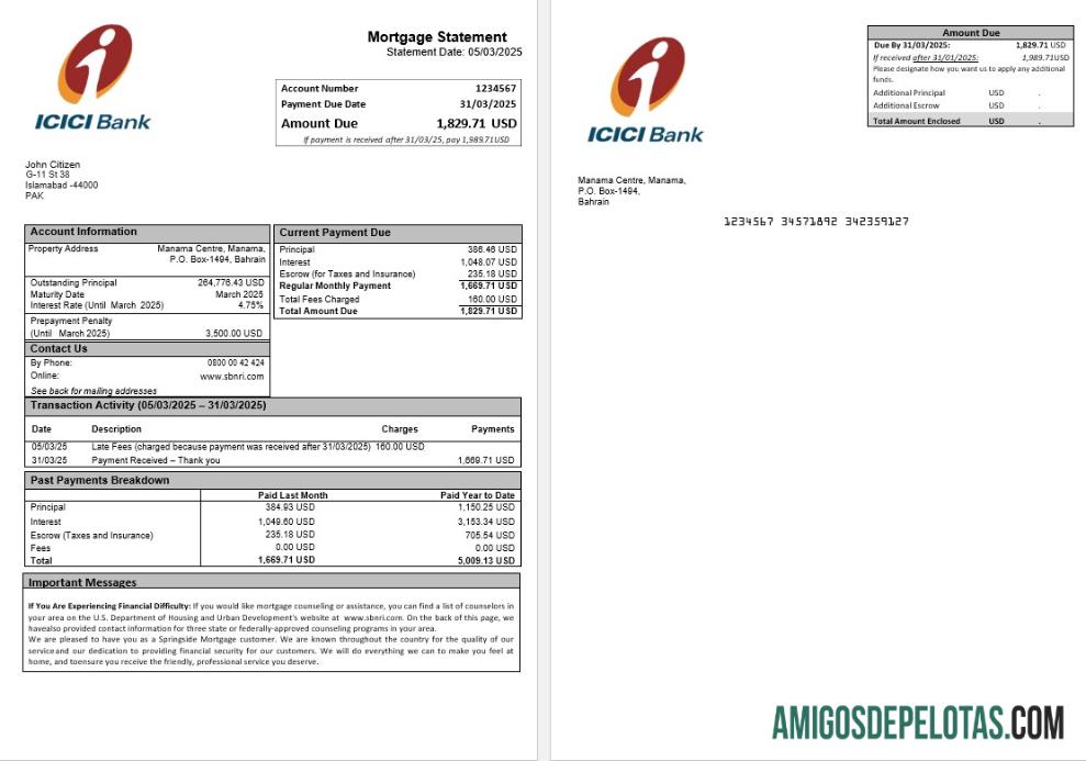 Pakistan ICICI Hipotik laporan in Word and PDF format without wm templat