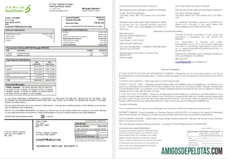 Pakistan UBL Hipotik laporan in Word and PDF format sampel
