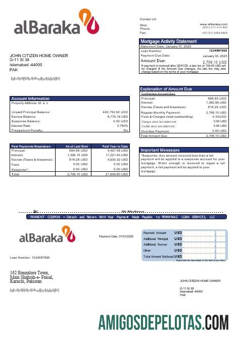 Pakistan Al Baraka Hipotik laporan in Word and PDF format sampel