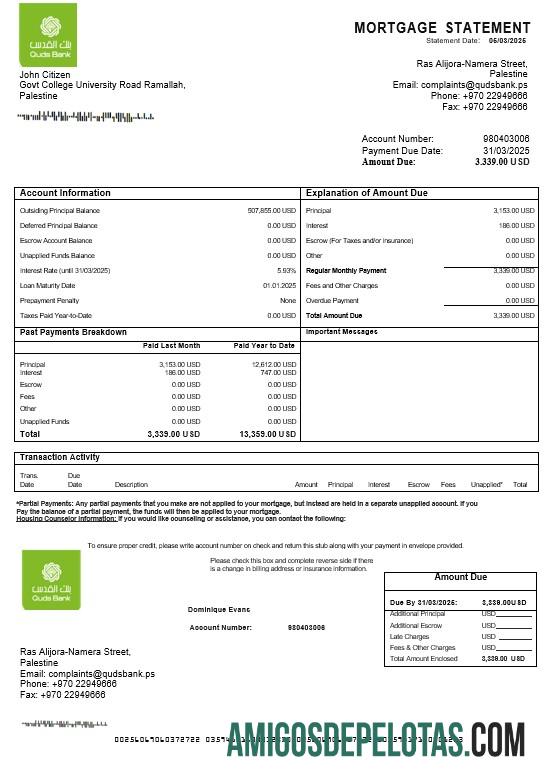 Palestina Quds bank Hipotik laporan in Word and PDF format makering