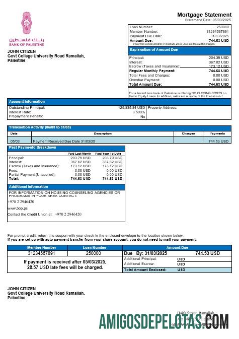 Palestina bank of Palestina Hipotik laporan in Word and PDF format sampel