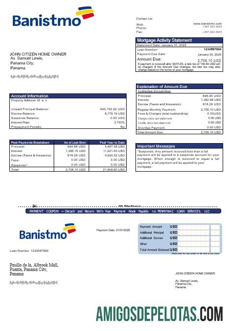 Panama Banistmo bank Hipotik laporan in Word and PDF format sampel
