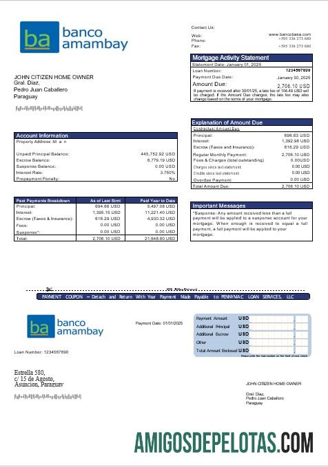 Paraguay Banco Amambay bank Hipotik laporan in Word and PDF format pratinjau