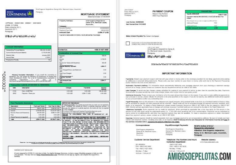 Paraguay Banco Continental S.A.E.C.A. Hipotik laporan in Word and PDF format 1 2 sampel
