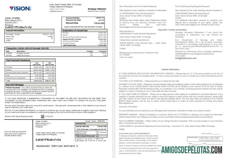 Paraguay Vision Banco Hipotik laporan in Word and PDF format templat