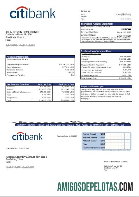 Peru Citibank Hipotik laporan in Word and PDF format desain