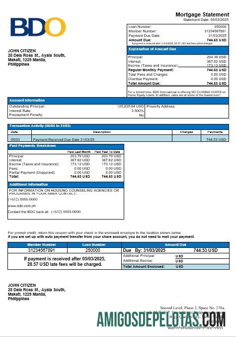 Filipina BDO Hipotik laporan in Word and PDF format pratinjau