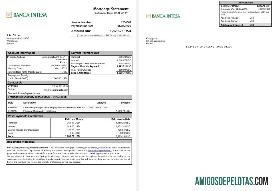 Polandia Banca Intesa Hipotik laporan in Word and PDF format sampel