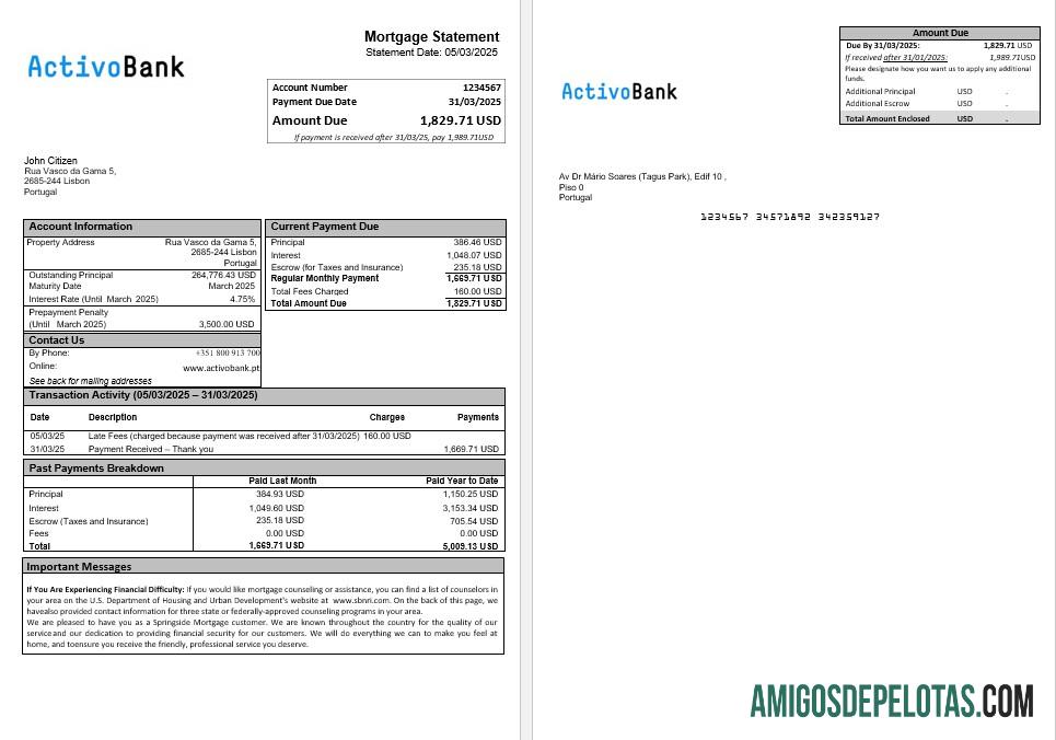 Portugal Activobank Hipotik laporan in Word and PDF format desain