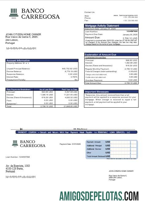 Portugal Banco Carregosa Hipotik laporan in Word and PDF format makering
