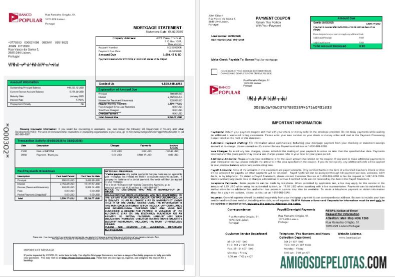 Portugal Banco Popular Hipotik laporan in Word and PDF format 1 2 desain