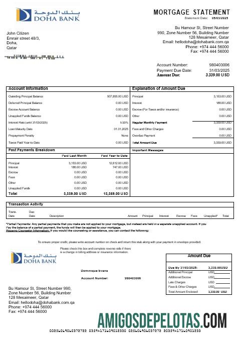 Qatar Doha bank Hipotik laporan in Word and PDF format templat