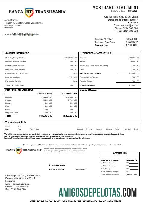 Rumania Banca Transilvania Hipotik laporan in Word and PDF format templat