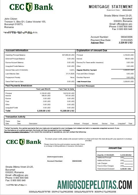 Rumania CEC bank Hipotik laporan in Word and PDF format makering