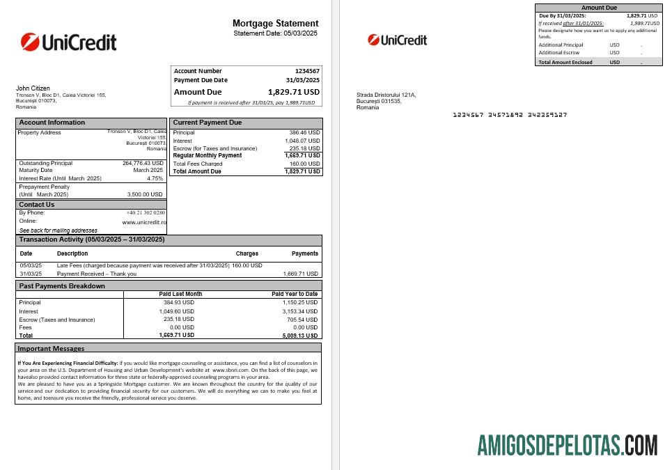 Rumania Unicredit bank Hipotik laporan in Word and PDF format desain