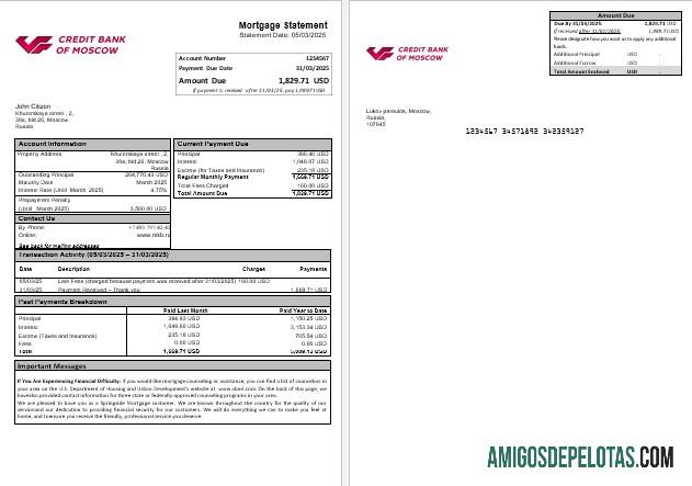 Rusia Kredit bank of Moscow Hipotik laporan in Word and PDF format templat