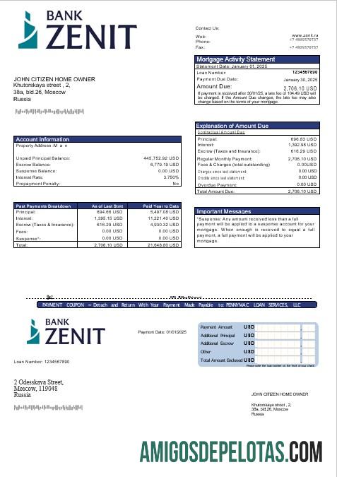 Rusia Zenit bank Hipotik laporan in Word and PDF format desain
