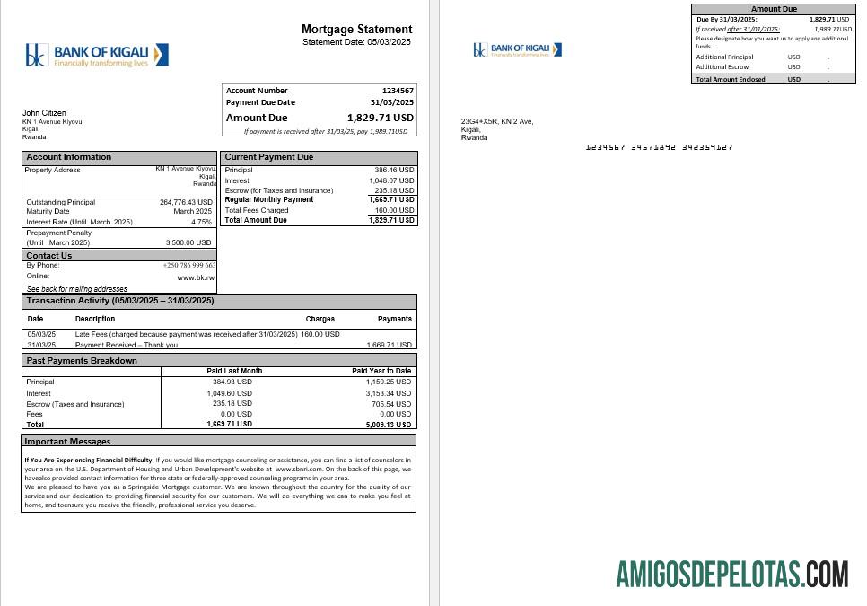 Rwanda bank of Kigali Hipotik laporan in Word and PDF format makering