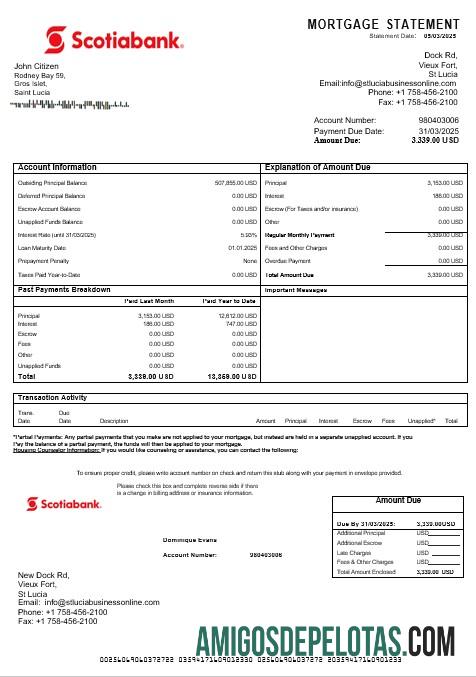 Saint Lucia Scotiabank Hipotik laporan in Word and PDF format makering