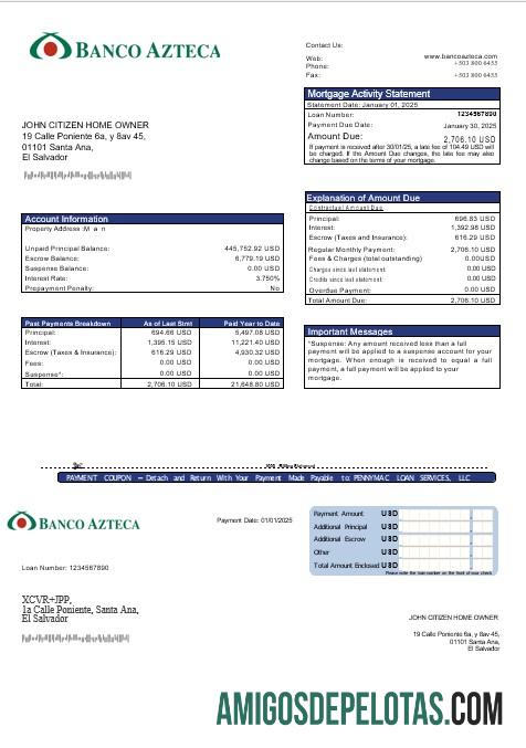 Salvador Banco Azteca Hipotik laporan in Word and PDF format templat