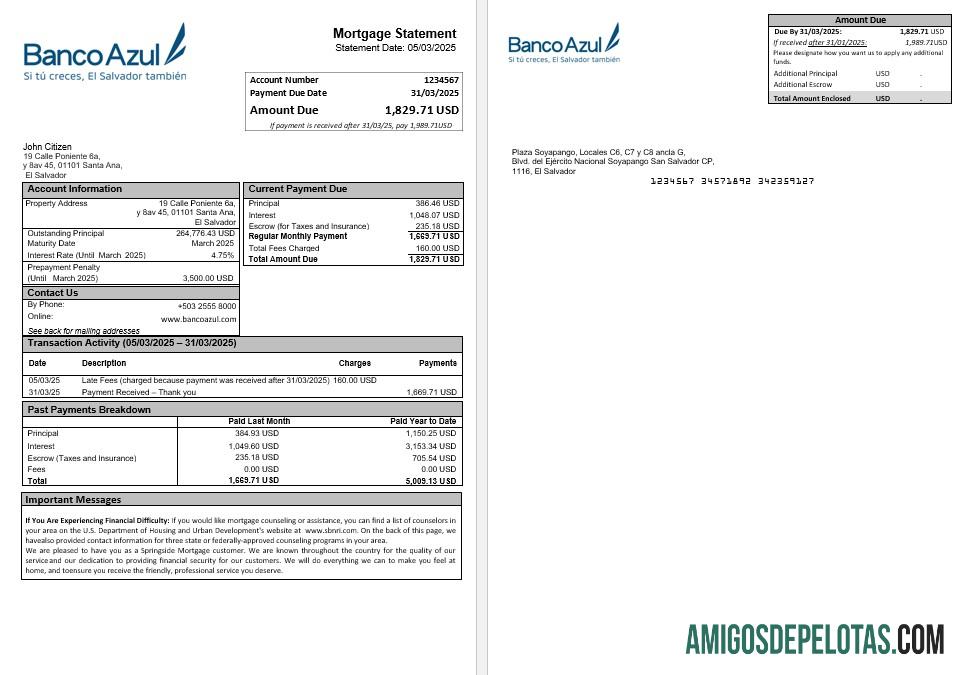 Salvador Banco Azul Hipotik laporan in Word and PDF format makering