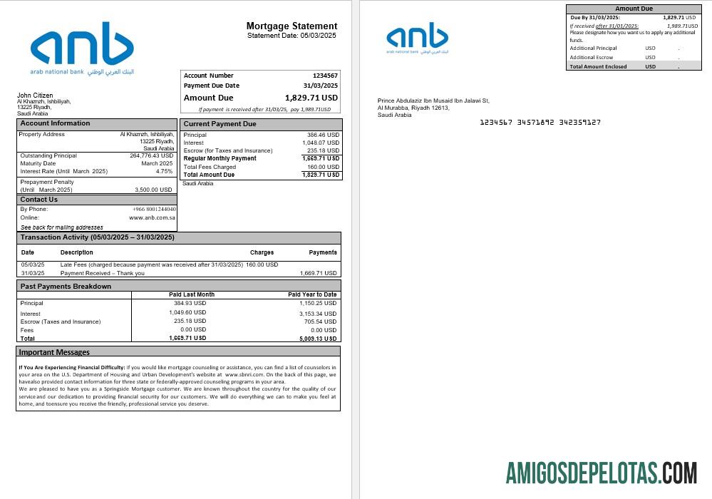 Arab Arab Saudi Arab nasional bank ANB Hipotik laporan in Word and PDF format pratinjau