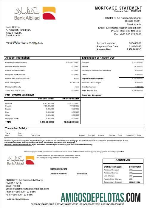 Arab Arab Saudi bank Albilad Hipotik laporan in Word and PDF format pratinjau