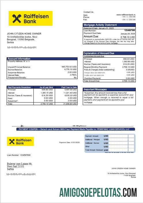 Serbia Raiffeisen bank Hipotik laporan in Word and PDF format sampel