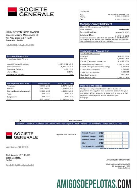 Serbia Societe Generale bank Hipotik laporan in Word and PDF format sampel