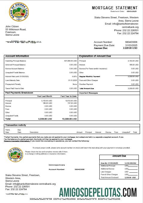 Sierra Leone bank of Sierra Leone bank Hipotik laporan in Word and PDF format sampel