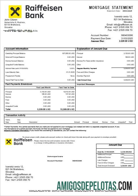 Slovakia Raiffeisen bank Hipotik laporan in Word and PDF format desain