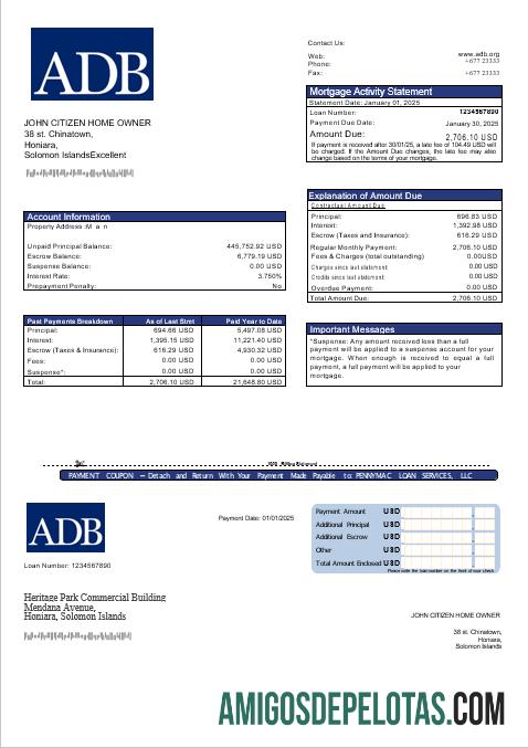 Kepulauan Solomon ADB bank Hipotik laporan in Word and PDF format sampel