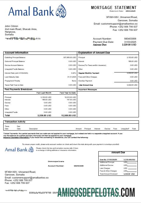 Somalia Amal bank Hipotik laporan in Word and PDF format makering