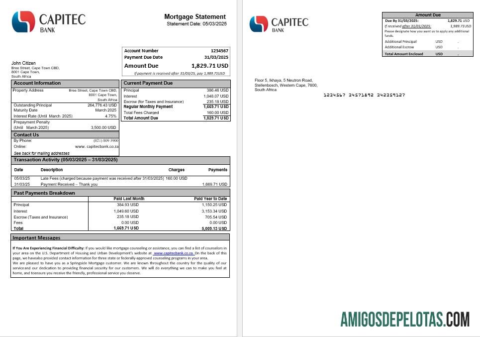 Afrika Selatan Capitec bank Hipotik laporan in Word and PDF format pratinjau