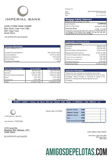 Afrika Selatan Imperial bank Hipotik laporan in Word and PDF format templat