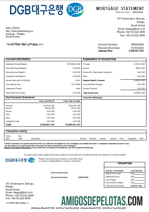 Korea Selatan Daegu bank Hipotik laporan in Word and PDF format desain