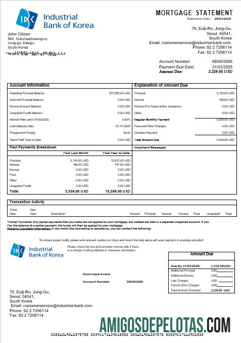 Korea Selatan Industrial bank Hipotik laporan in Word and PDF format makering