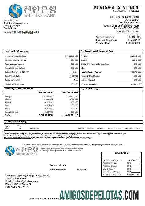 Korea Selatan Shinhan bank Hipotik laporan in Word and PDF format templat