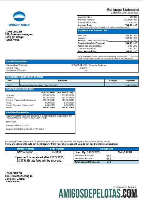 Korea Selatan Woori bank Hipotik laporan in Word and PDF format sampel