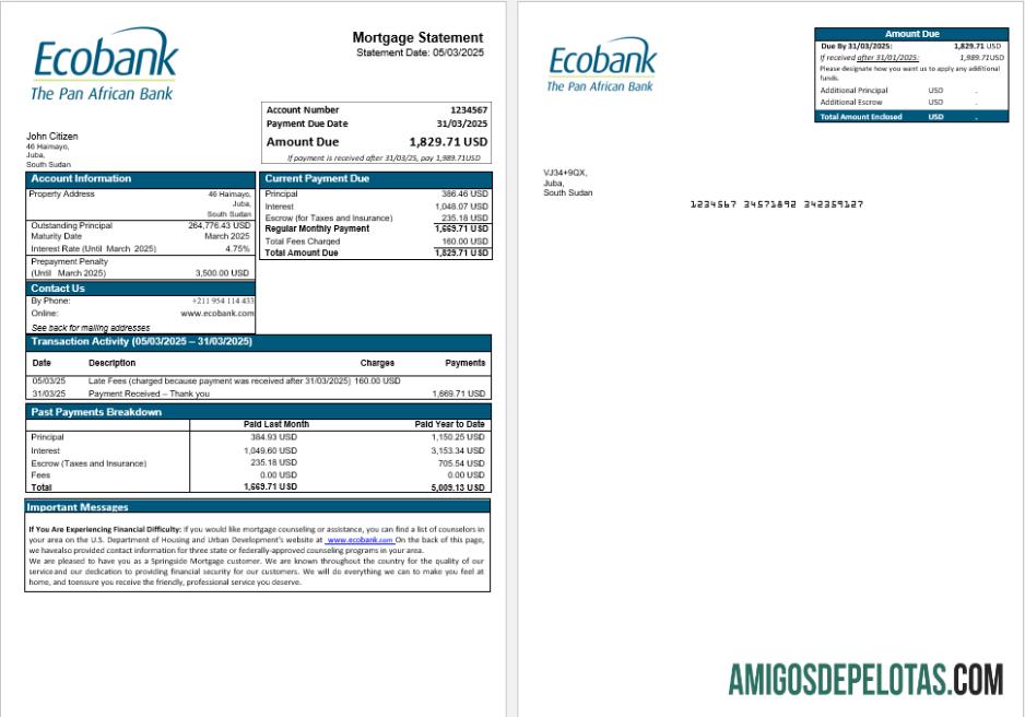 Sudan Selatan Ecobank bank Hipotik laporan in Word and PDF format pratinjau