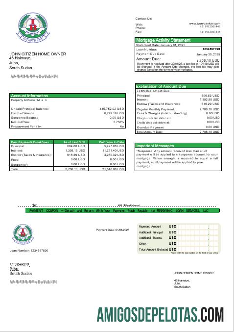 Sudan Selatan Ivory bank Hipotik laporan in Word and PDF format pratinjau