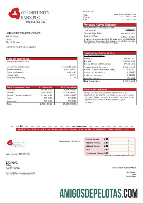 Sudan Selatan Opportunity bank Hipotik laporan in Word and PDF format templat
