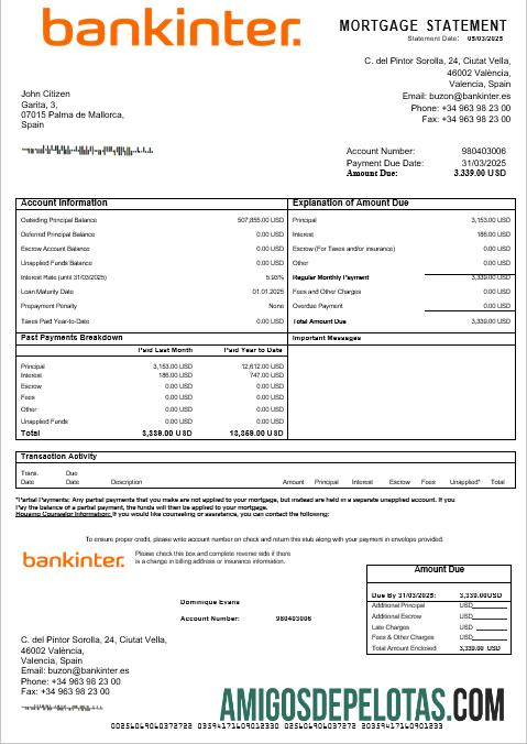 Spanyol Bankinter bank Hipotik laporan in Word and PDF format desain