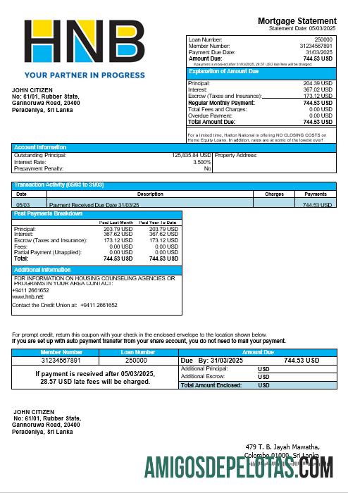 Sri Lanka Hatton nasional bank Hipotik laporan in Word and PDF format makering